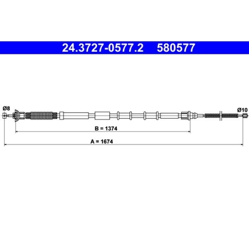 Seilzug, Feststellbremse ATE 24.3727-0577.2 für FIAT, hinten links