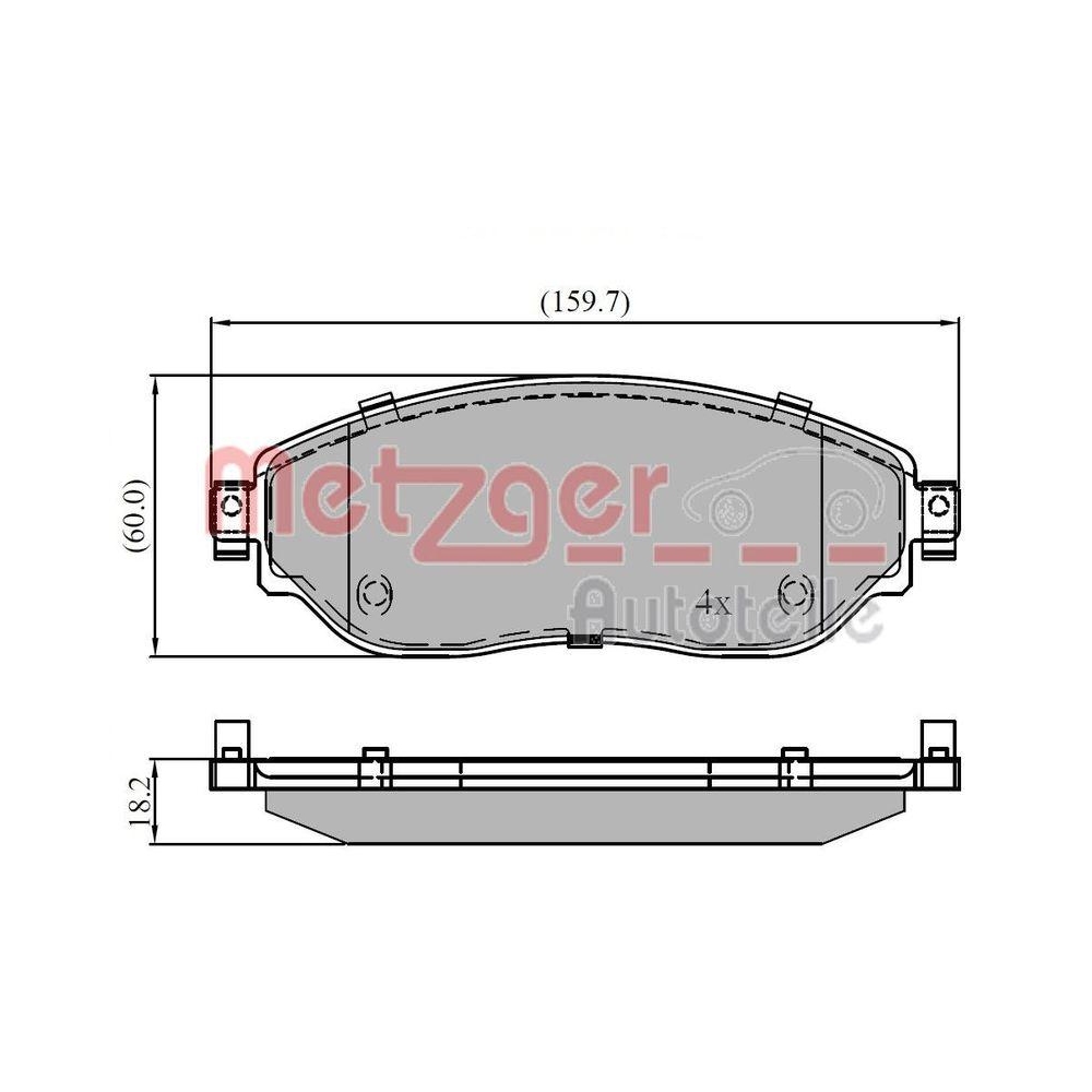 Bremsbelagsatz, Scheibenbremse METZGER 1170834 für OPEL RENAULT, Vorderachse