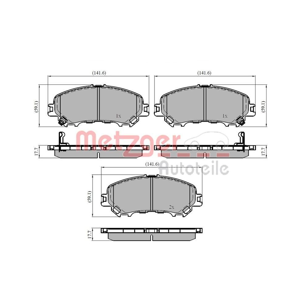 Bremsbelagsatz, Scheibenbremse METZGER 1170835 für NISSAN RENAULT, Vorderachse