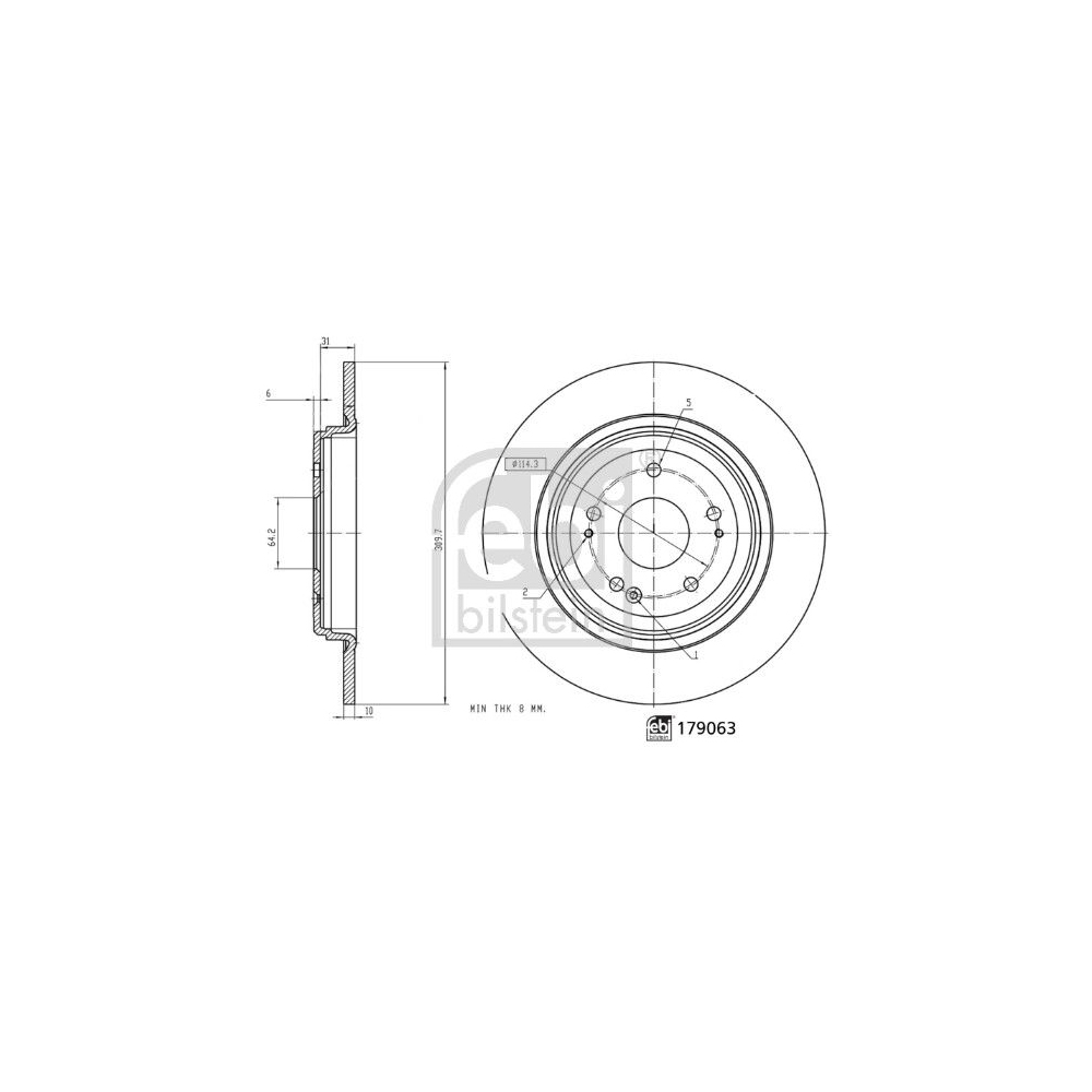 Bremsscheibe FEBI BILSTEIN 179063 für HONDA, Hinterachse