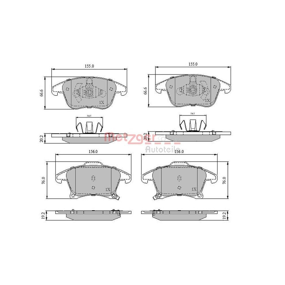 Bremsbelagsatz, Scheibenbremse METZGER 1170837 GREENPARTS für FORD, Vorderachse