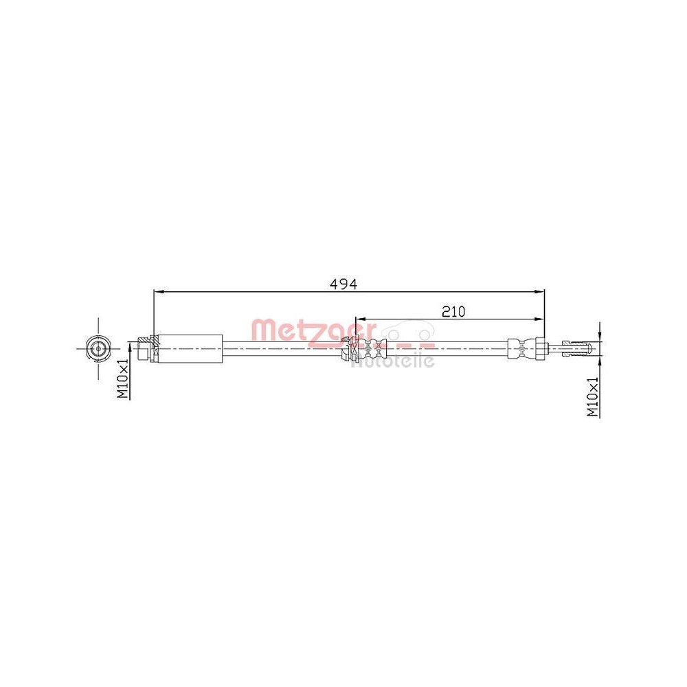 Bremsschlauch METZGER 4112313 für FORD, Vorderachse links, Vorderachse rechts