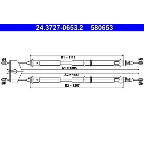 Seilzug, Feststellbremse ATE 24.3727-0653.2 für FORD MAZDA, hinten