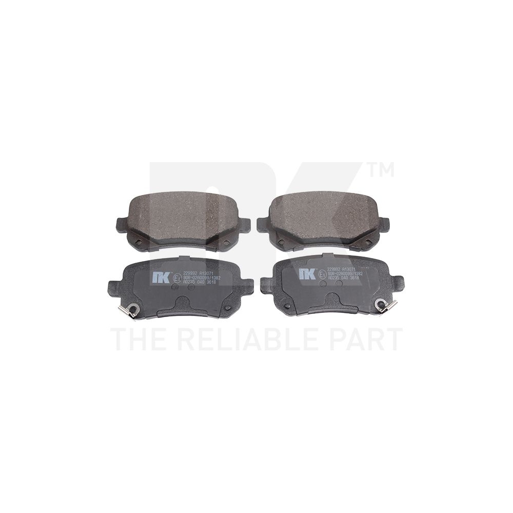 Bremsbelagsatz, Scheibenbremse NK 229992 für CHRYSLER DODGE FIAT, Hinterachse