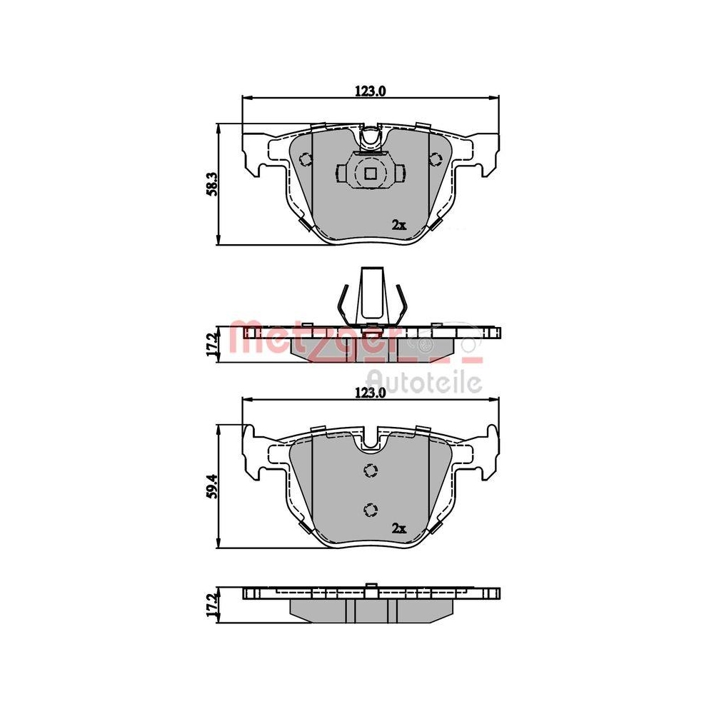 Bremsbelagsatz, Scheibenbremse METZGER 1170843 GREENPARTS für BMW, Hinterachse