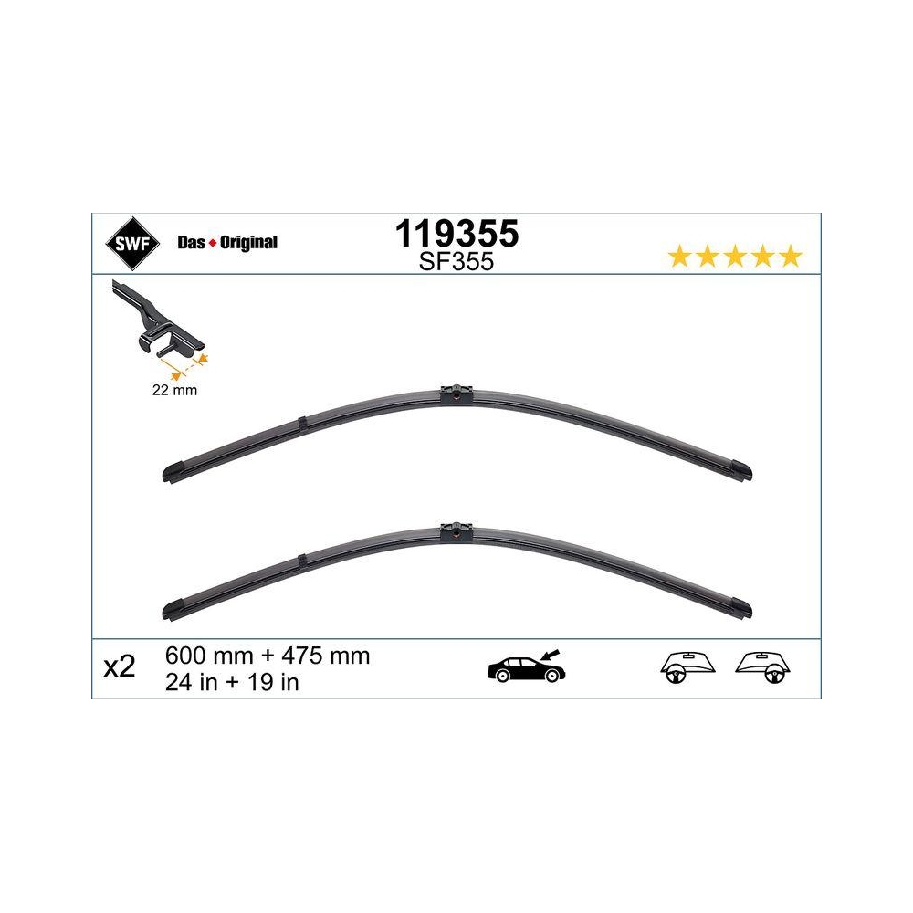 SWF VisioFlex OE (x2) Wischerblatt 119355