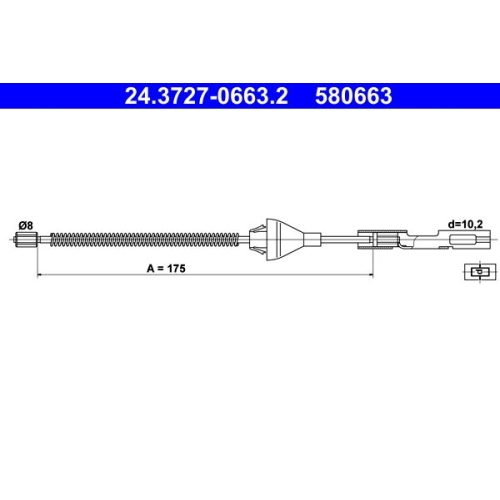 Seilzug, Feststellbremse ATE 24.3727-0663.2 für FORD MAZDA, hinten