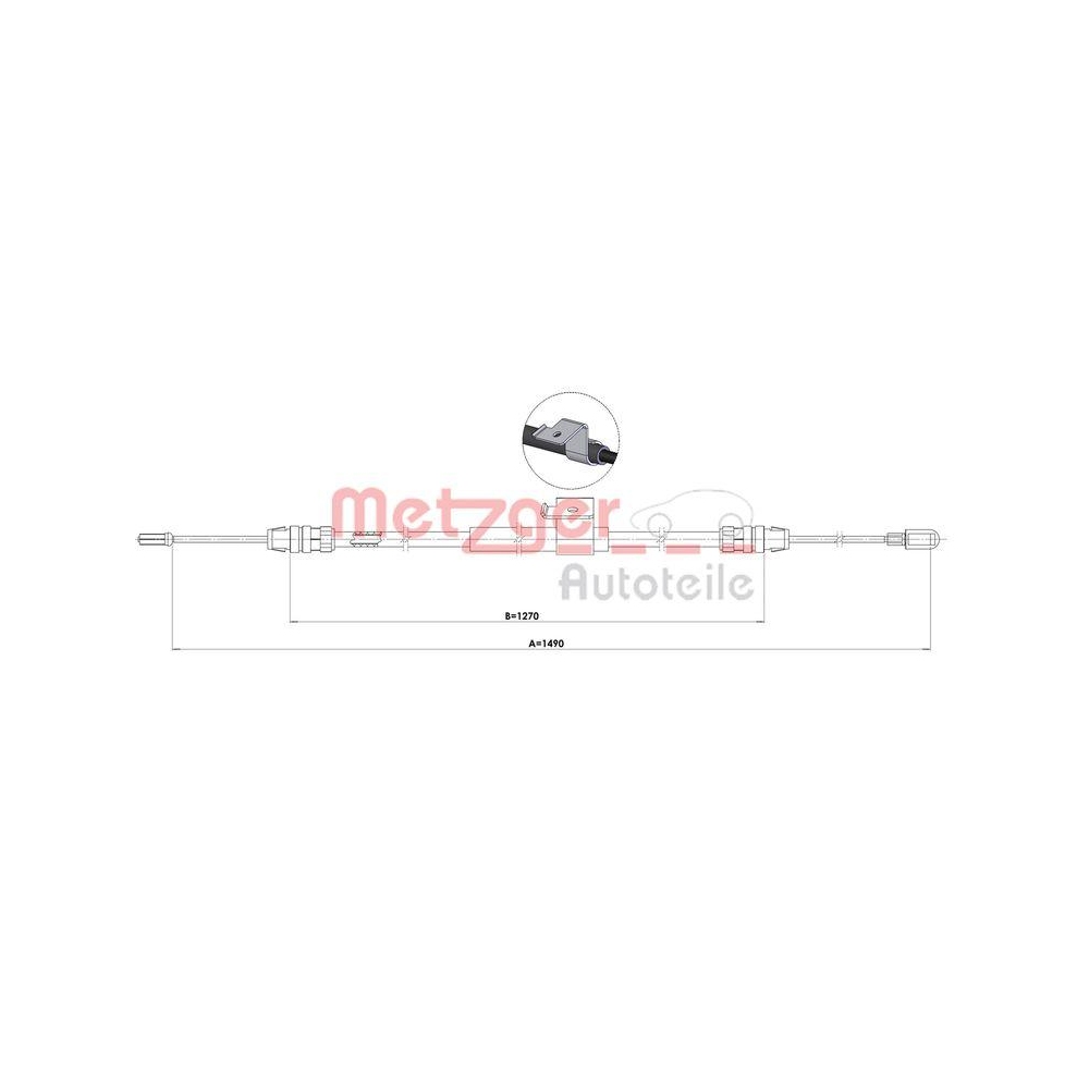 Seilzug, Feststellbremse METZGER 1.FO001 für FORD, hinten rechts