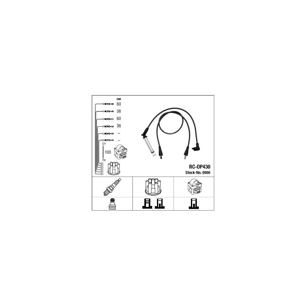 Zündleitungssatz NGK 0800 für OPEL, für Fahrzeuge mit Zündverteiler