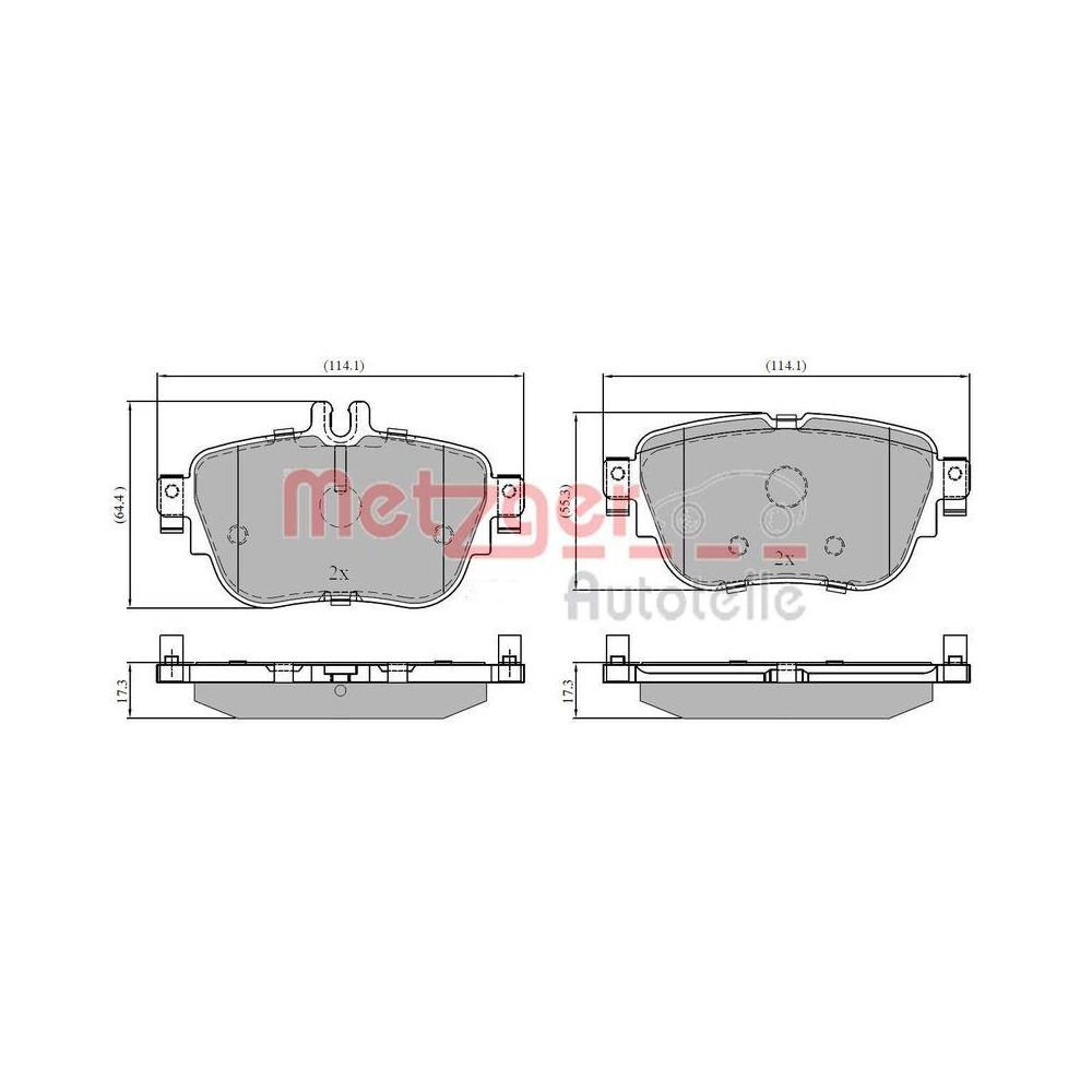 Bremsbelagsatz, Scheibenbremse METZGER 1170847 GREENPARTS für MERCEDES-BENZ