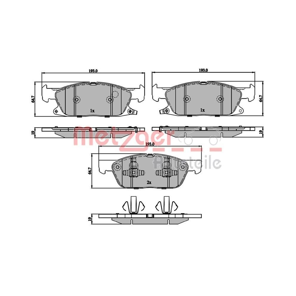 Bremsbelagsatz, Scheibenbremse METZGER 1170848 für FORD FORD USA, Vorderachse