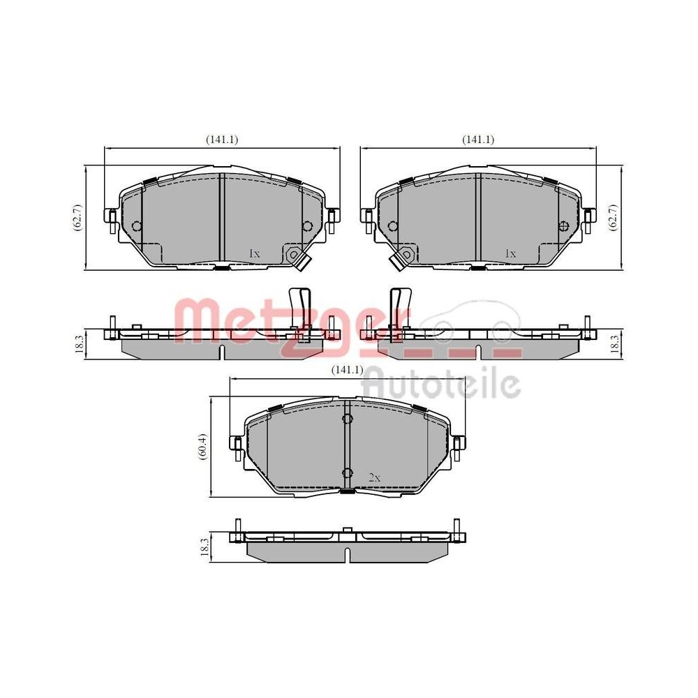 Bremsbelagsatz, Scheibenbremse METZGER 1170854 GREENPARTS für TOYOTA