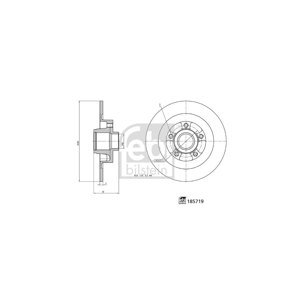 Bremsscheibe FEBI BILSTEIN 185719 für RENAULT, Hinterachse