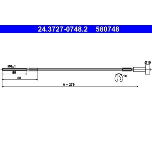 Seilzug, Feststellbremse ATE 24.3727-0748.2 für OPEL, vorne