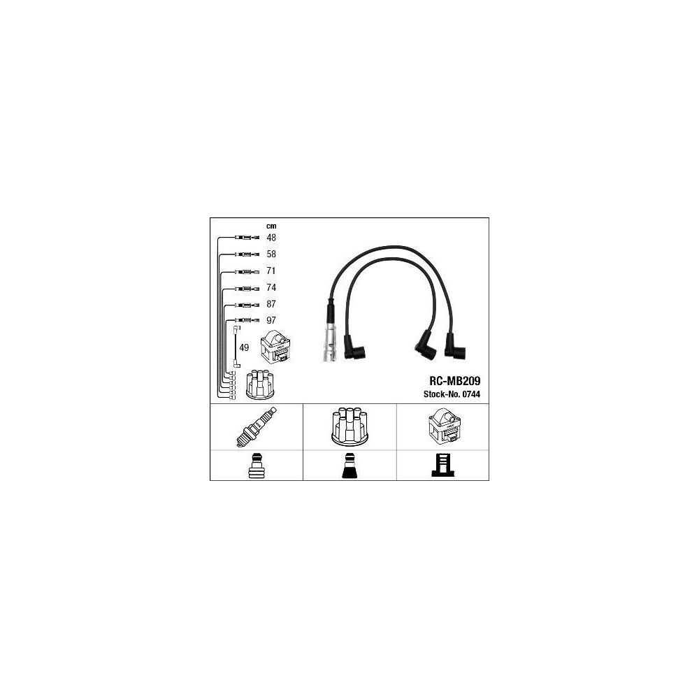 Zündleitungssatz NGK 0744 für, für Fahrzeuge mit Zündverteiler