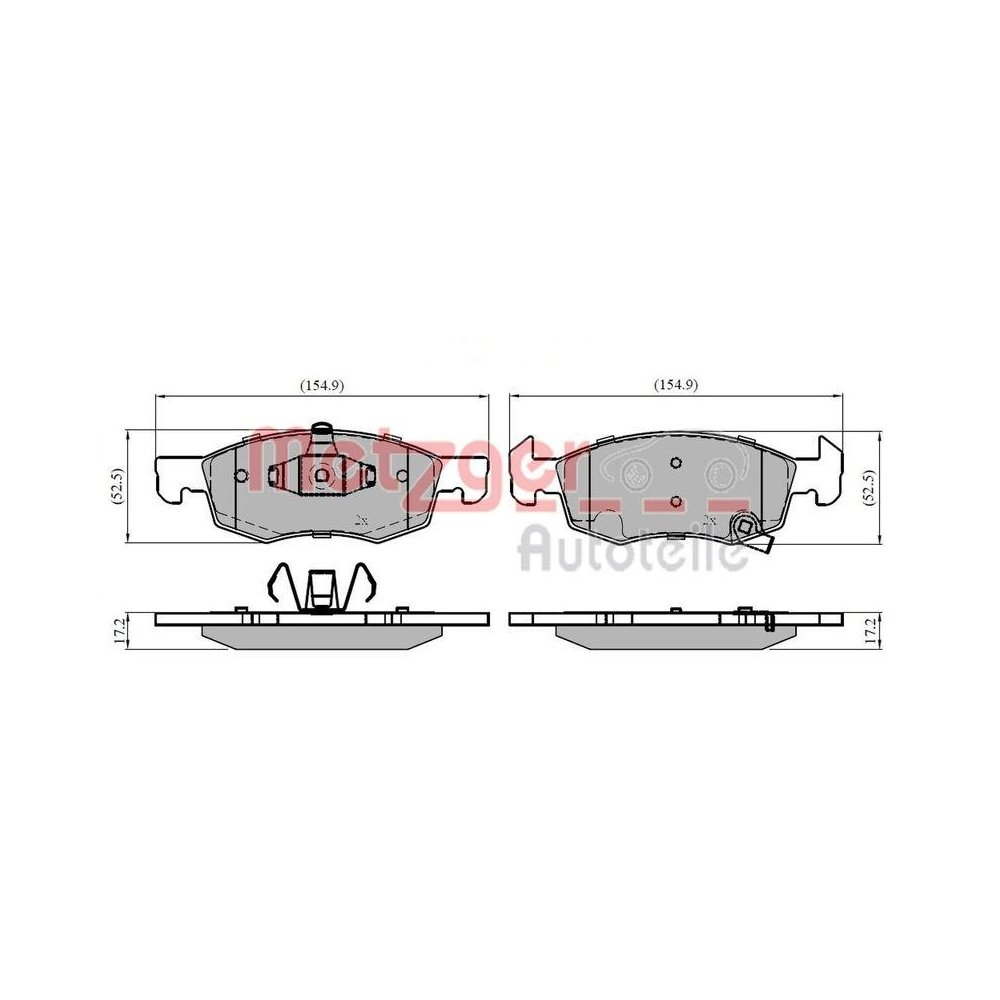 Bremsbelagsatz, Scheibenbremse METZGER 1170859 für OPEL VAUXHALL, Vorderachse