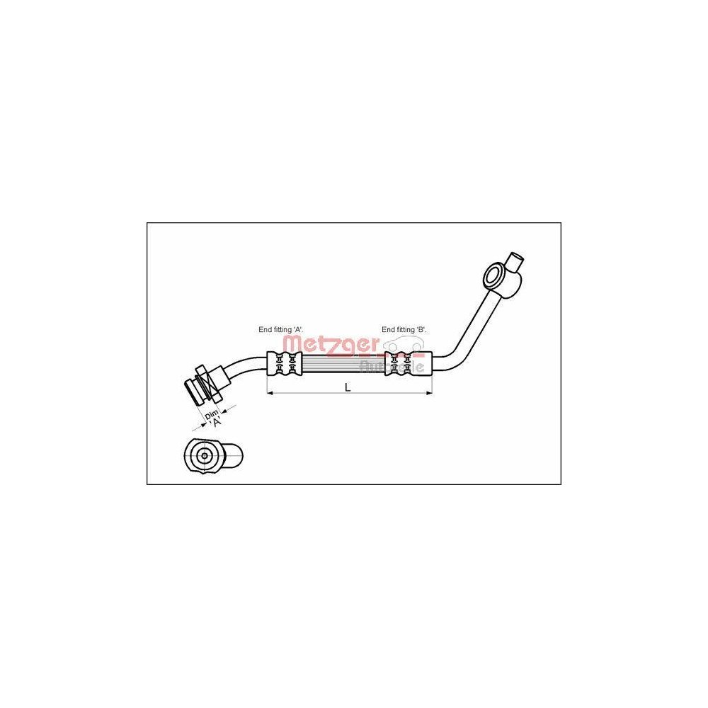 Bremsschlauch METZGER 4112529 für FORD NISSAN, Vorderachse links