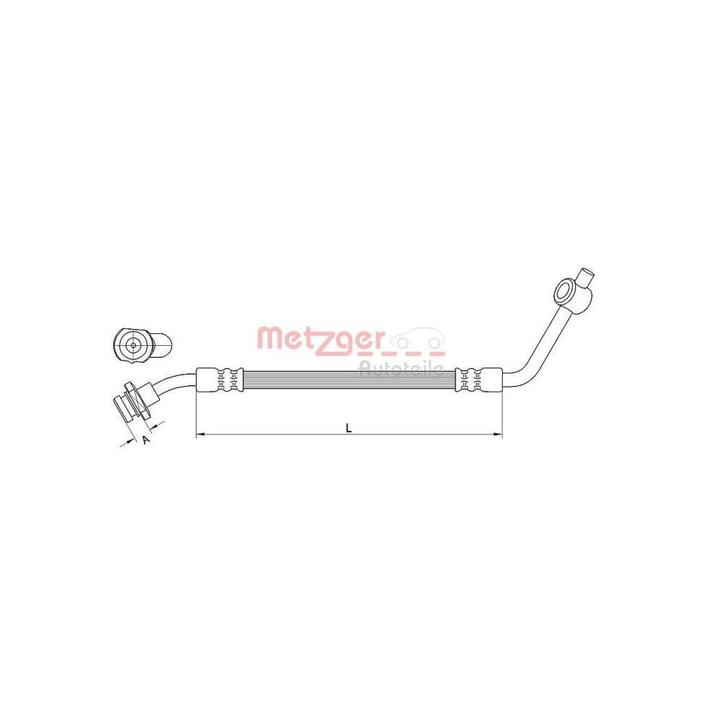 Bremsschlauch METZGER 4112533 für NISSAN, Vorderachse rechts