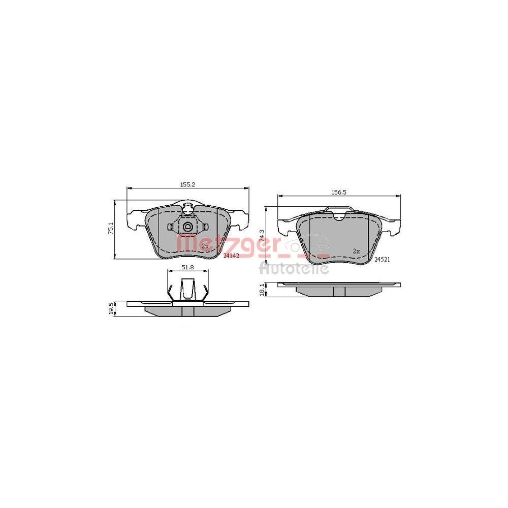 Bremsbelagsatz, Scheibenbremse METZGER 1170864 GREENPARTS für FORD VOLVO