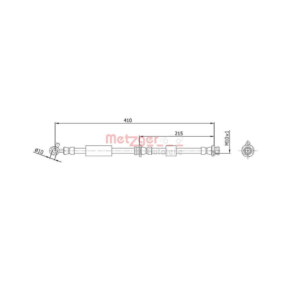 Bremsschlauch METZGER 4112536 für NISSAN, Vorderachse links