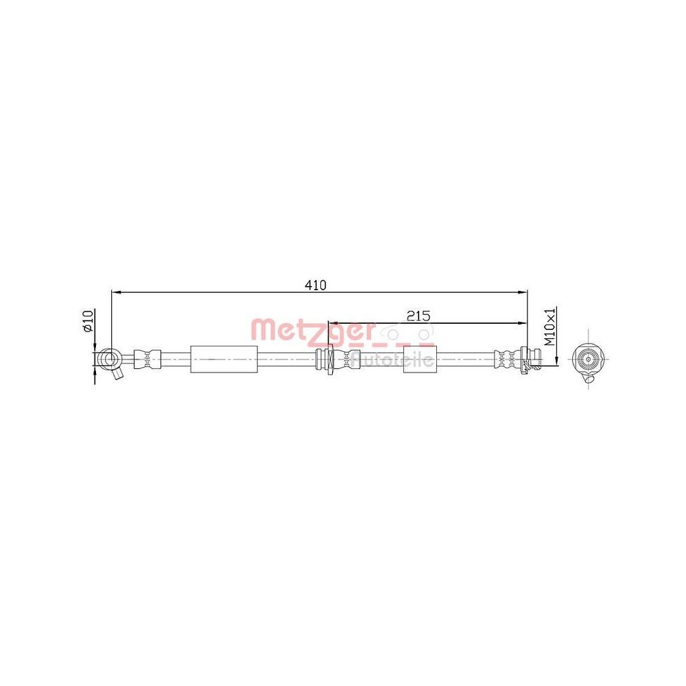 Bremsschlauch METZGER 4112537 für NISSAN, Vorderachse rechts