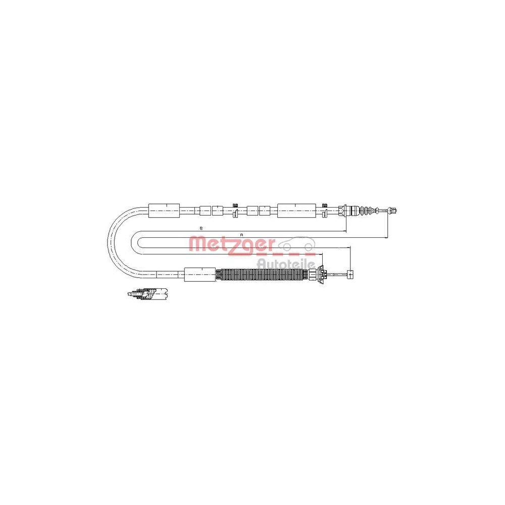 Seilzug, Feststellbremse METZGER 12.0706 COFLE für FIAT, hinten rechts