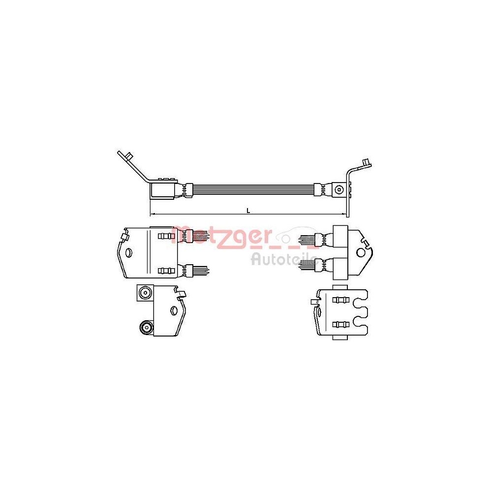 Bremsschlauch METZGER 4112539 für FORD, Hinterachse links, Hinterachse rechts