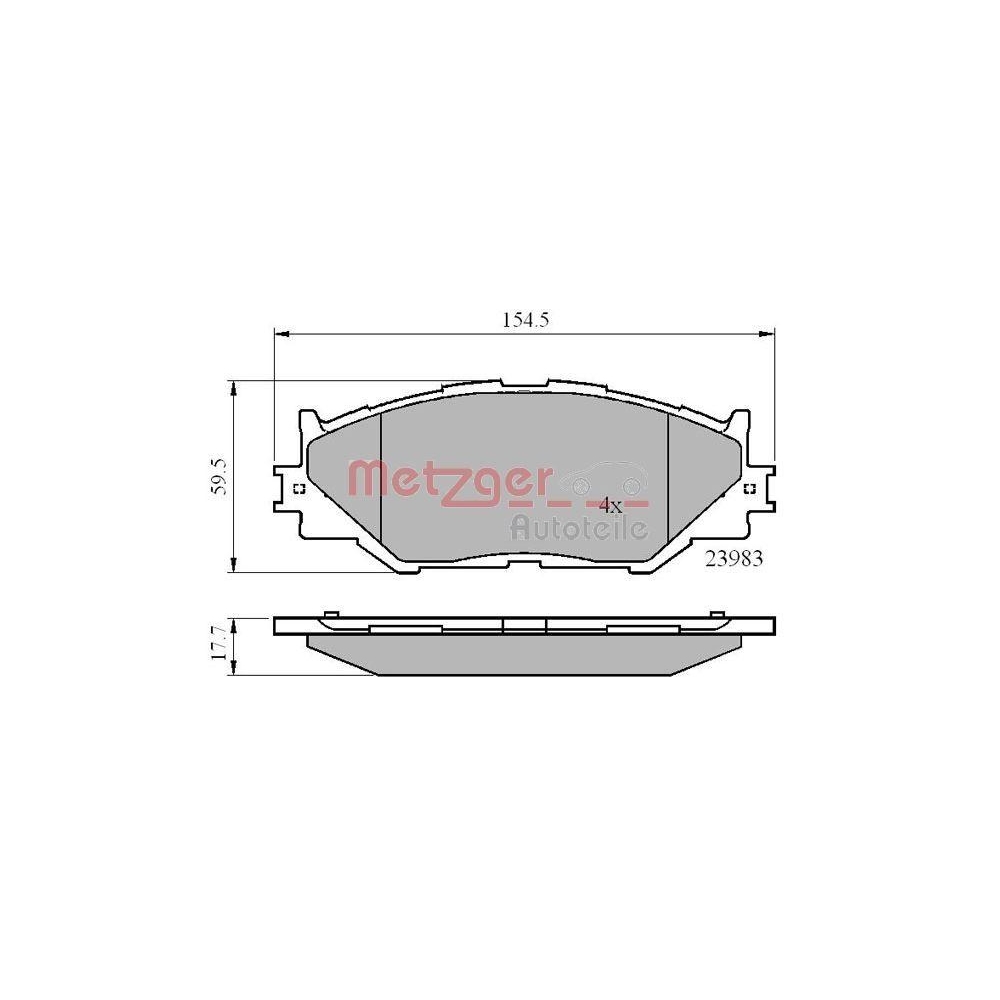 Bremsbelagsatz, Scheibenbremse METZGER 1170867 GREENPARTS für LEXUS, Vorderachse