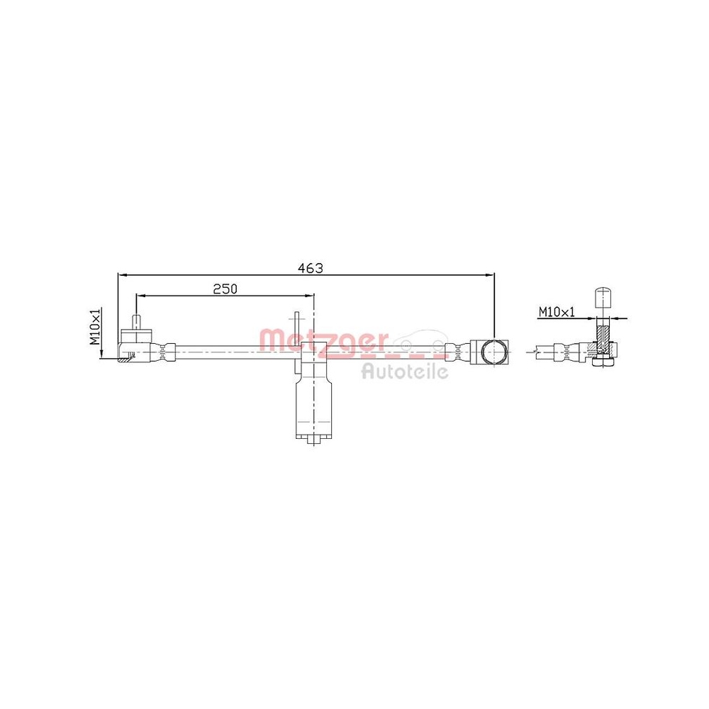 Bremsschlauch METZGER 4112540 für FORD, Vorderachse links