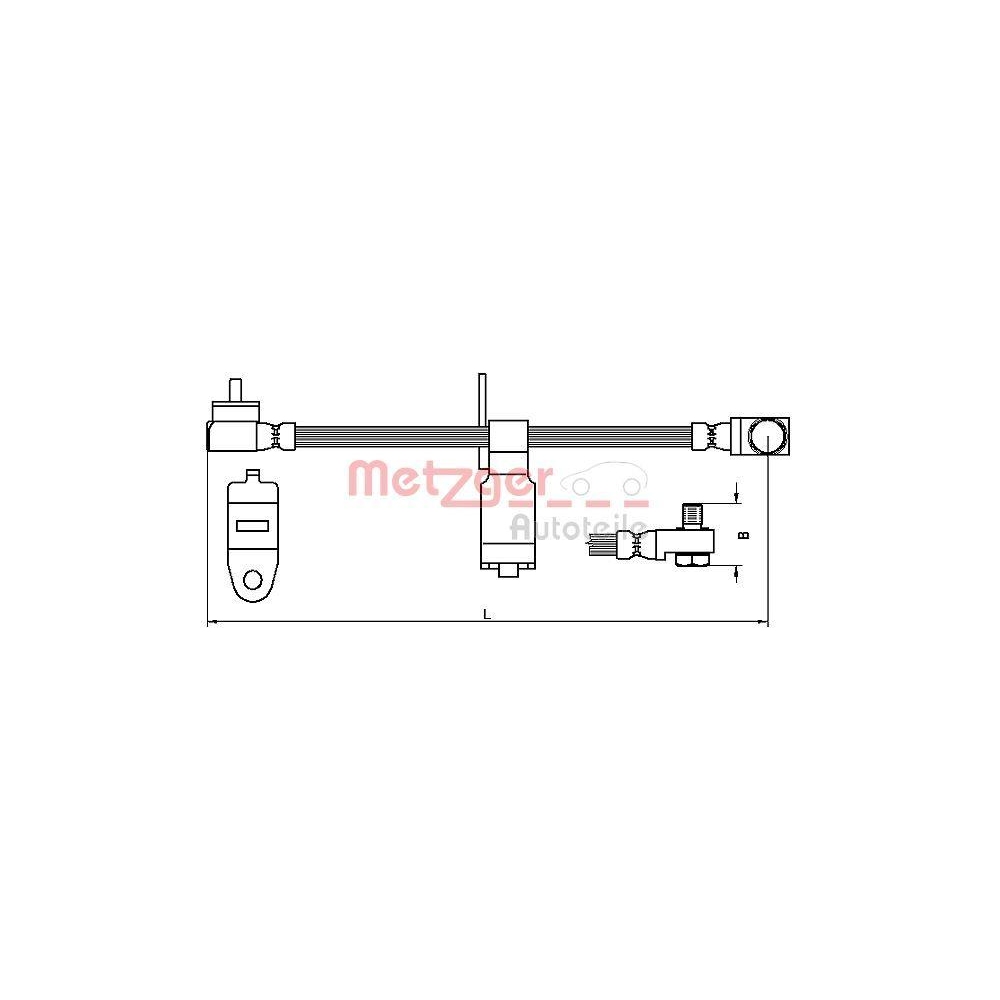 Bremsschlauch METZGER 4112542 für FORD, Vorderachse rechts