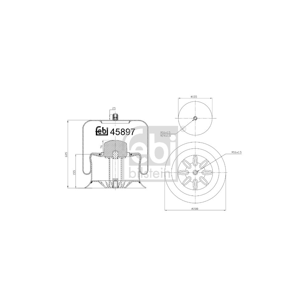 Febi Bilstein 1x 45897 Luftfederbalg mit Stahlkolben