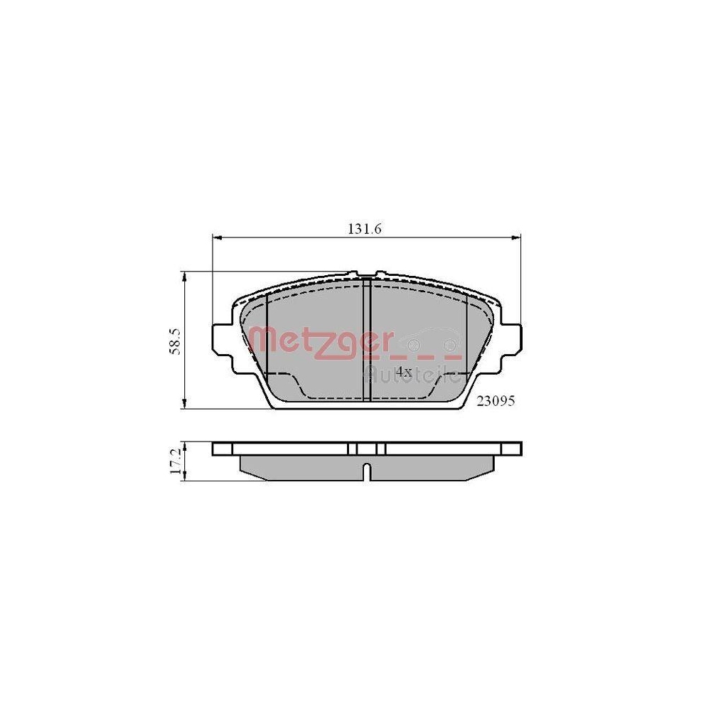Bremsbelagsatz, Scheibenbremse METZGER 1170870 für NISSAN, Vorderachse