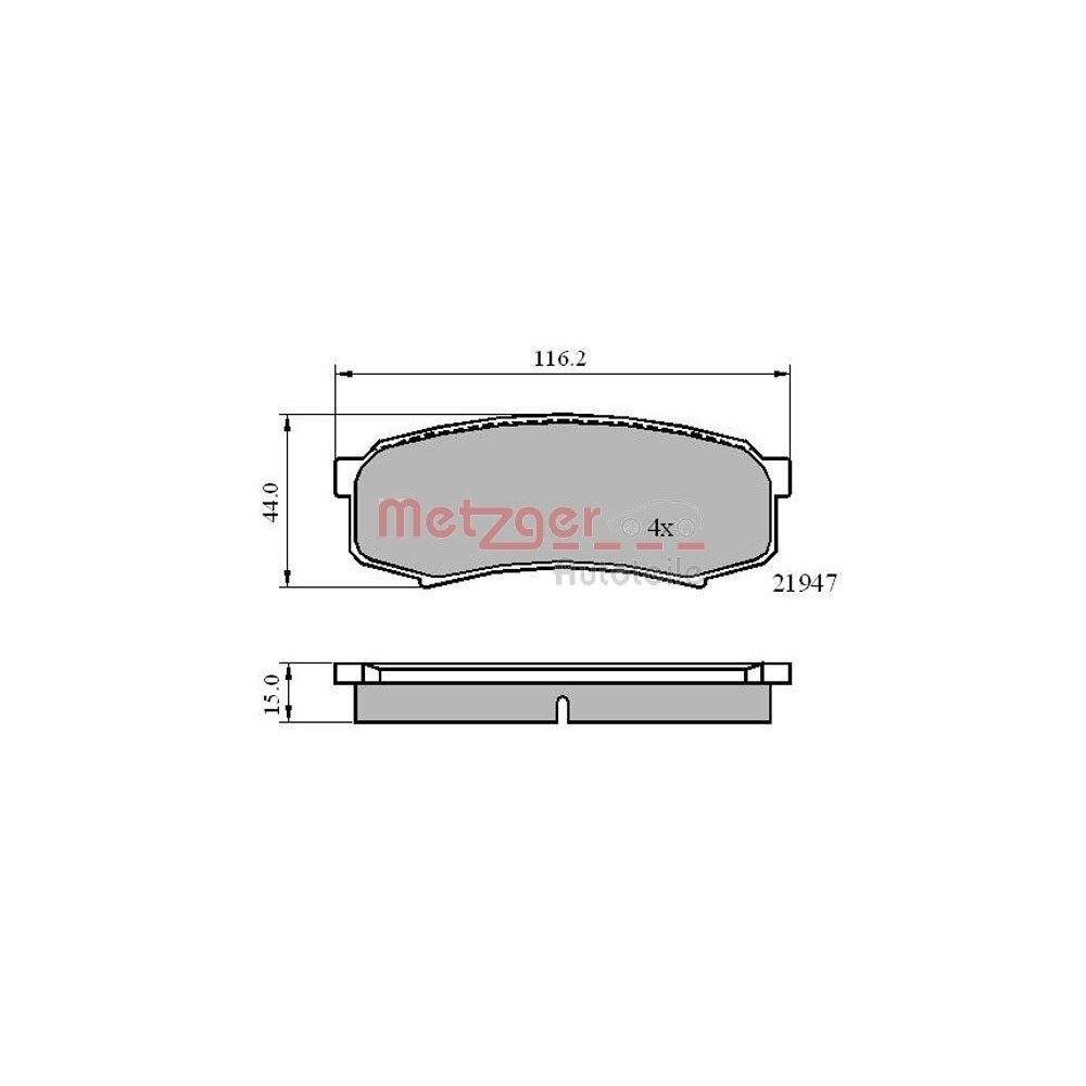 Bremsbelagsatz, Scheibenbremse METZGER 1170871 für MITSUBISHI TOYOTA