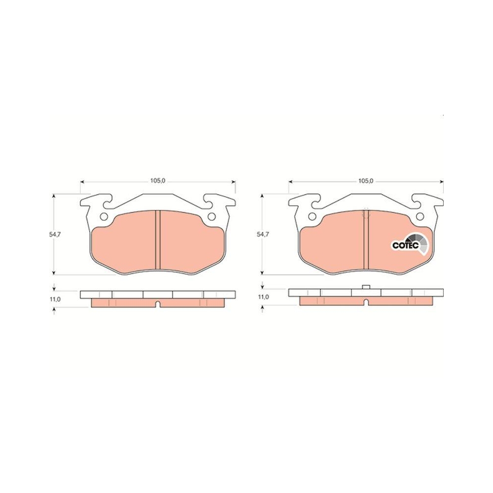 Bremsbelagsatz, Scheibenbremse TRW GDB1305 COTEC für CITROËN PEUGEOT RENAULT