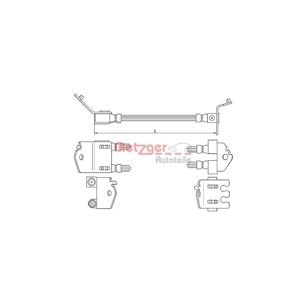 Bremsschlauch METZGER 4112547 für FORD, hinten, mitte