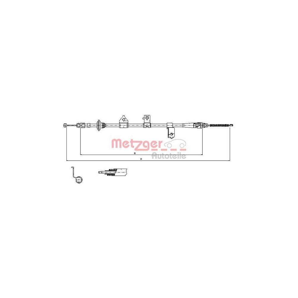 Seilzug, Feststellbremse METZGER 17.6027 COFLE für KIA, hinten links