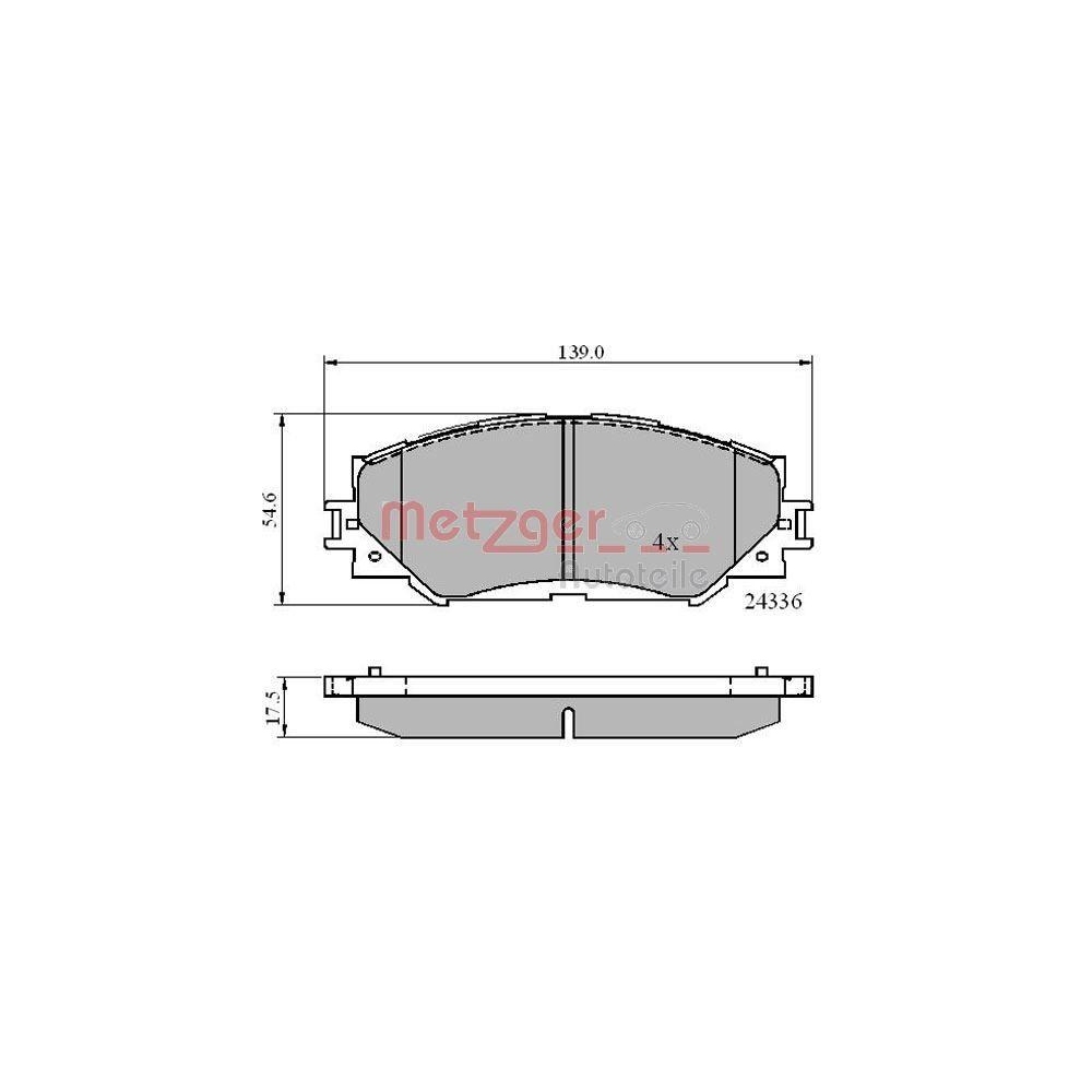 Bremsbelagsatz, Scheibenbremse METZGER 1170873 GREENPARTS für TOYOTA