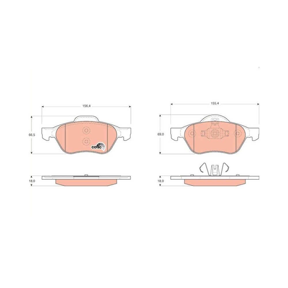 Bremsbelagsatz, Scheibenbremse TRW GDB1687 COTEC für RENAULT, Vorderachse