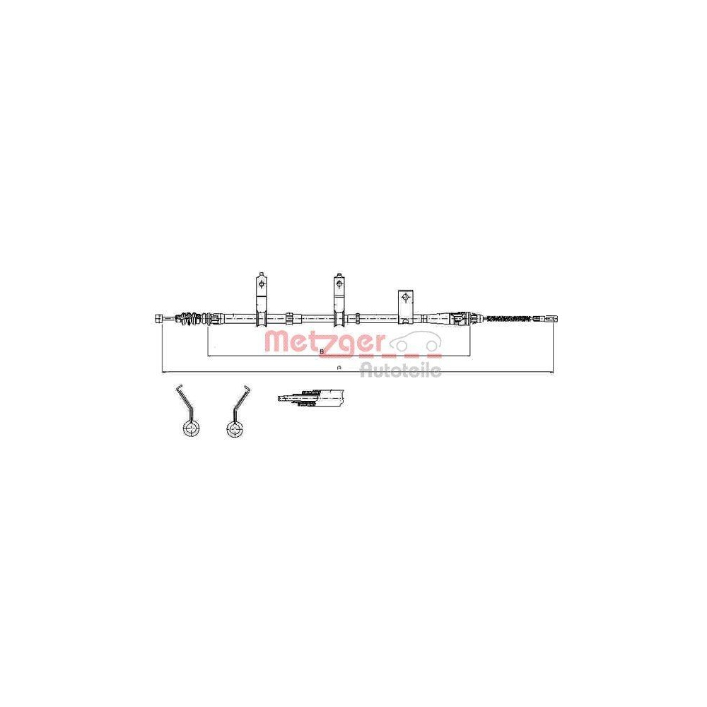 Seilzug, Feststellbremse METZGER 17.6031 COFLE für KIA, hinten rechts