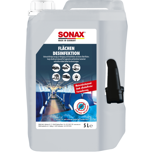 SONAX Flächendesinfektion Reinigung Desinfektion harte Oberflächen materialschonend 1x5l