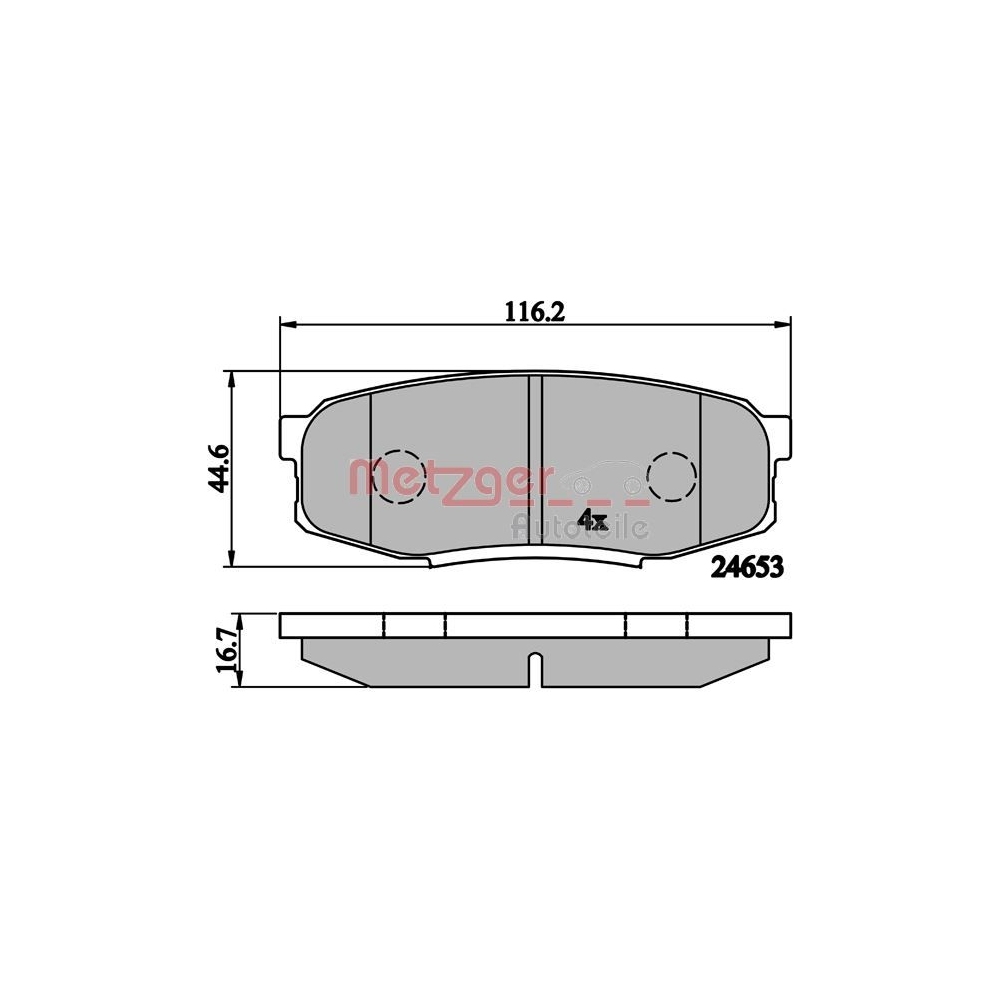 Bremsbelagsatz, Scheibenbremse METZGER 1170875 für TOYOTA, Hinterachse