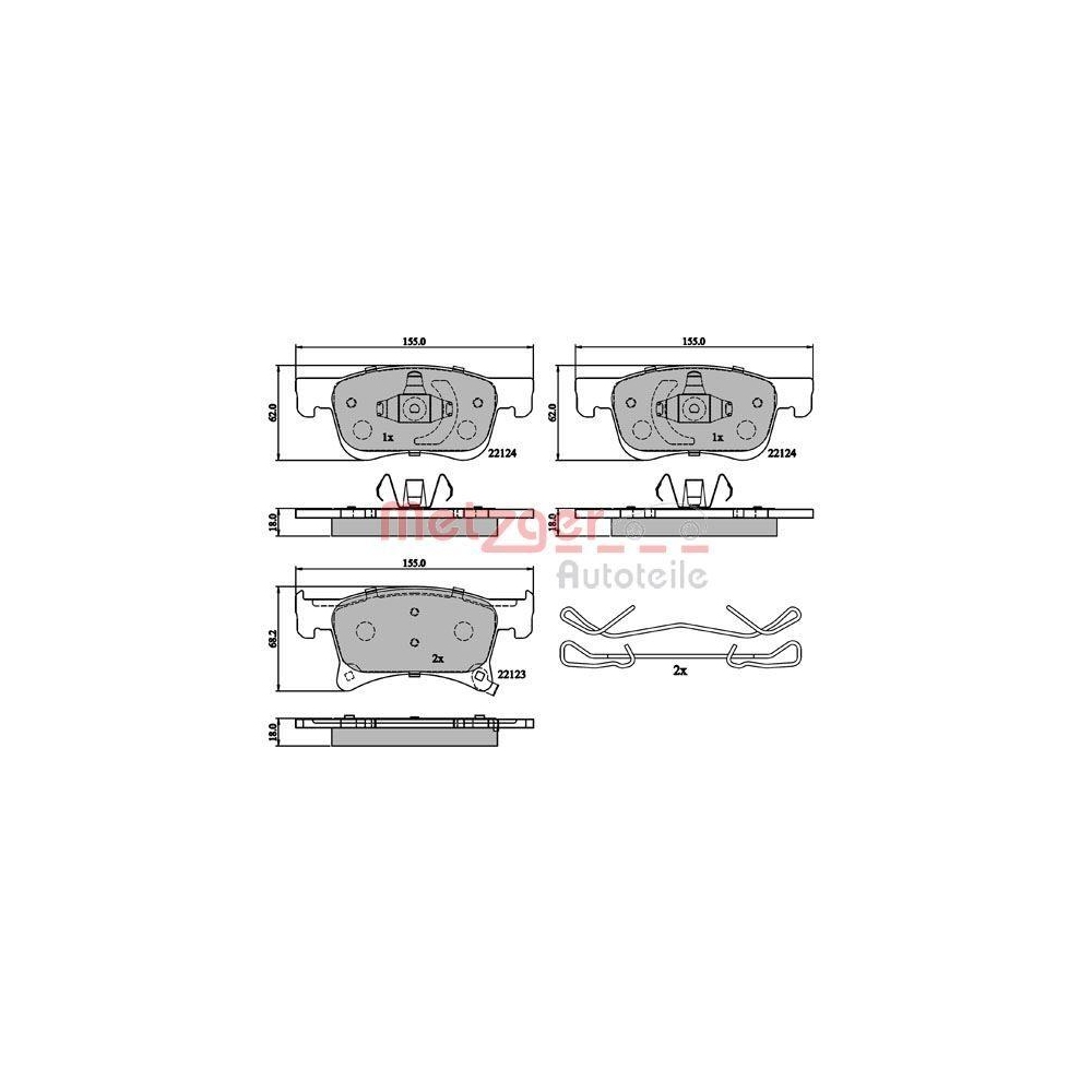 Bremsbelagsatz, Scheibenbremse METZGER 1170878 für OPEL GENERAL MOTORS