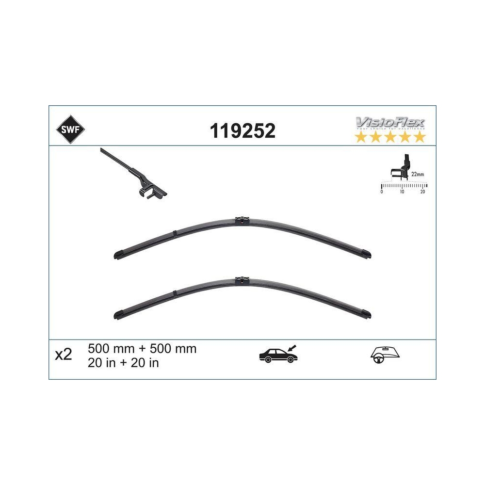 Wischblatt SWF 119252 ORIGINAL VISIOFLEX SET für MERCEDES-BENZ, vorne