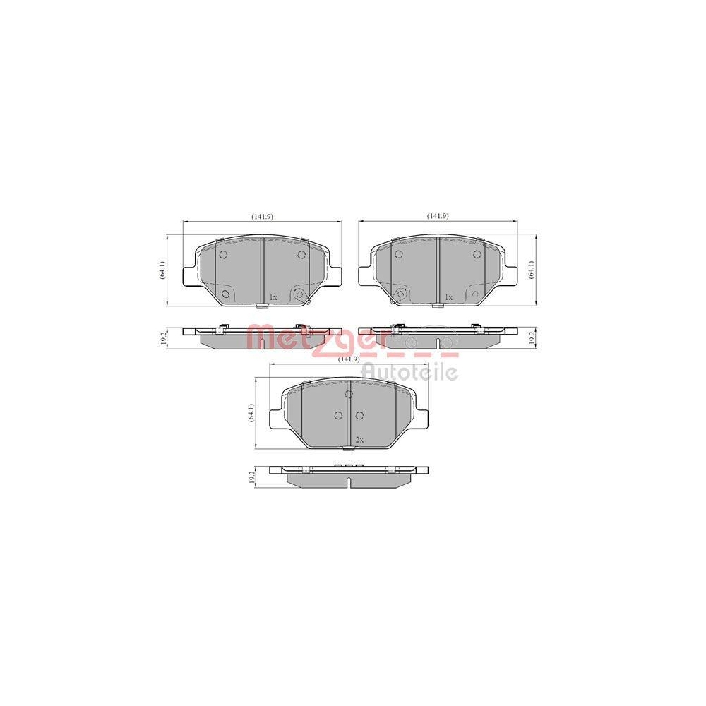 Bremsbelagsatz, Scheibenbremse METZGER 1170880 für OPEL GENERAL MOTORS