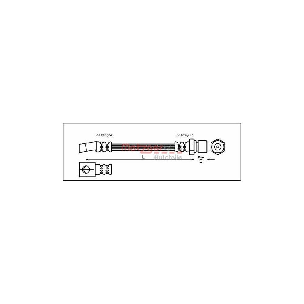 Bremsschlauch METZGER 4112812 für OPEL SAAB, Vorderachse links