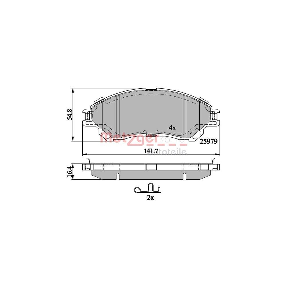 Bremsbelagsatz, Scheibenbremse METZGER 1170882 für SUZUKI, Vorderachse