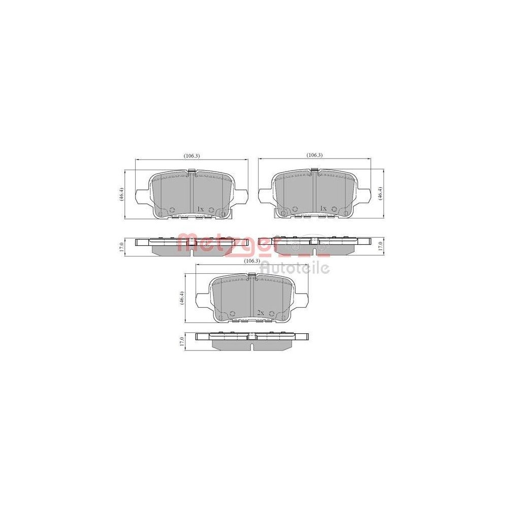 Bremsbelagsatz, Scheibenbremse METZGER 1170885 für OPEL GENERAL MOTORS