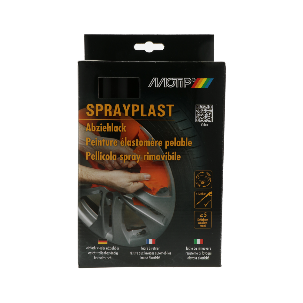 Motip Sprayplast-Set schwarz seidenglanz Felgenfolie 2x 400 ml Sprühfolie 396595