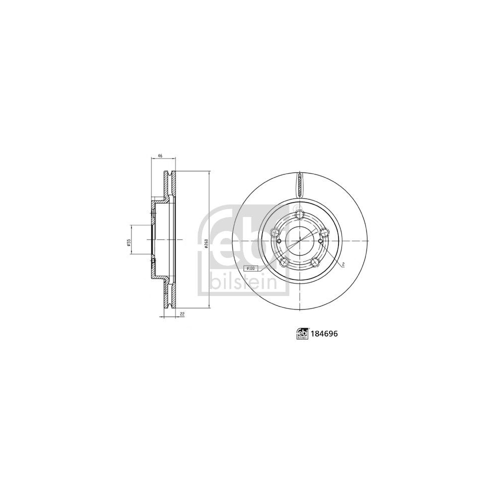 Bremsscheibe FEBI BILSTEIN 184696 für MAZDA TOYOTA LEXUS, Vorderachse