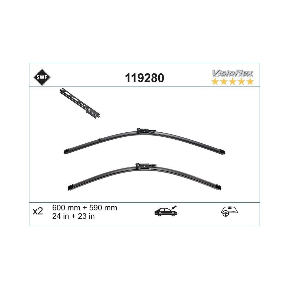 Wischblatt SWF 119280 ORIGINAL VISIOFLEX SET für BMW, vorne